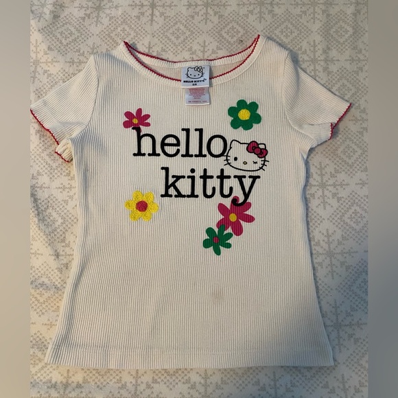 Hello Kitty Other - Hello Kitty Cream Tee with Floral Accents